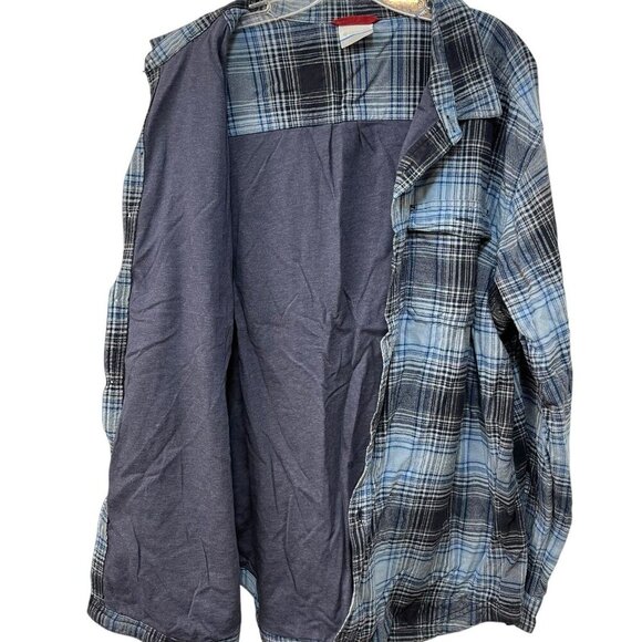 COLUMBIA Flannel Blue Plaid Button Down Jacket Shirt Men's Size XXL Lined - Picture 3 of 8